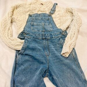 Celebrity Pink light-wash blue denim overalls